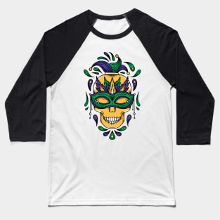 Mardi Gras Skull Baseball T-Shirt